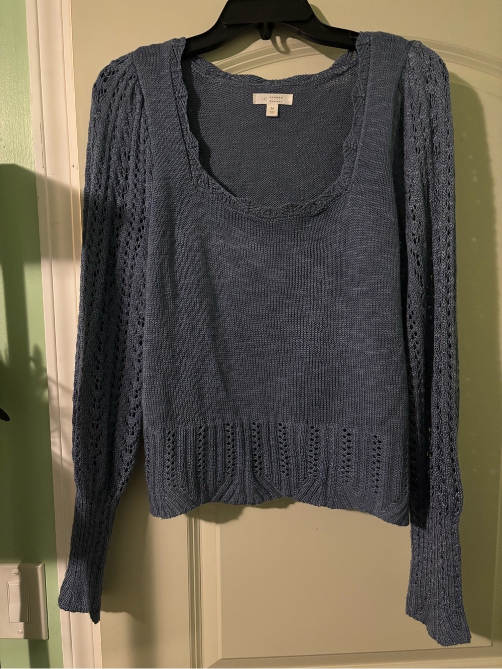LC Lauren Conrad Dusty Blue Scoopneck Knit Sweater
